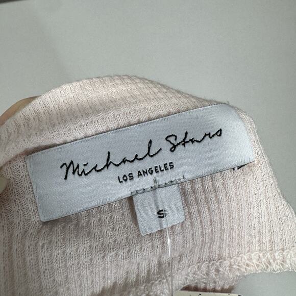 Michael Stars Womens Top S Ballet Pink Penelope Waffle Knit Off The Shoulder Tee - Picture 10 of 12